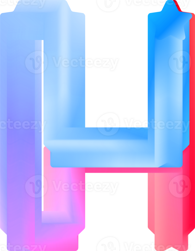 3D Spiral Alphabet Letter H png