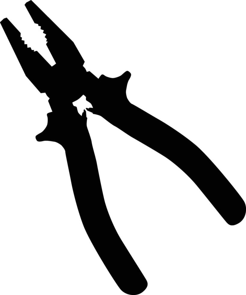Silhouette of pliers illustration. Essential tool in black color. Home repair accessories. vector
