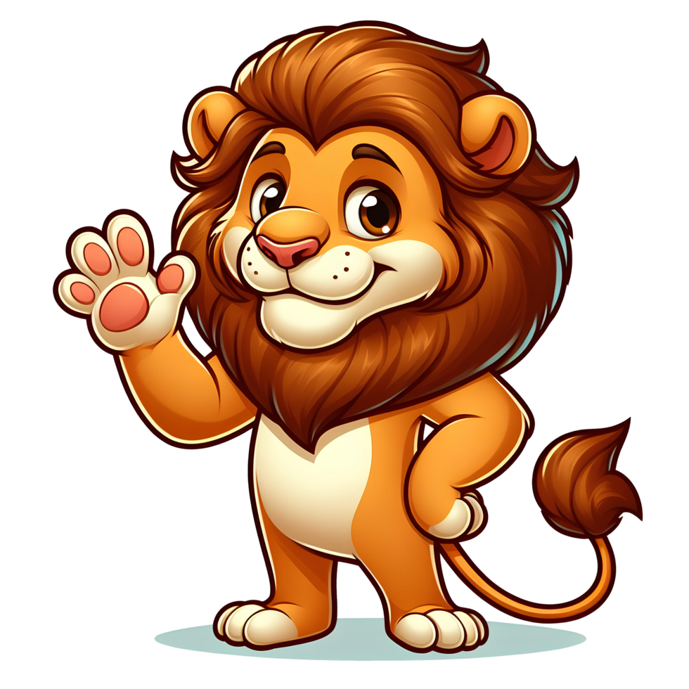lion cartoon character standing with greeting pose png