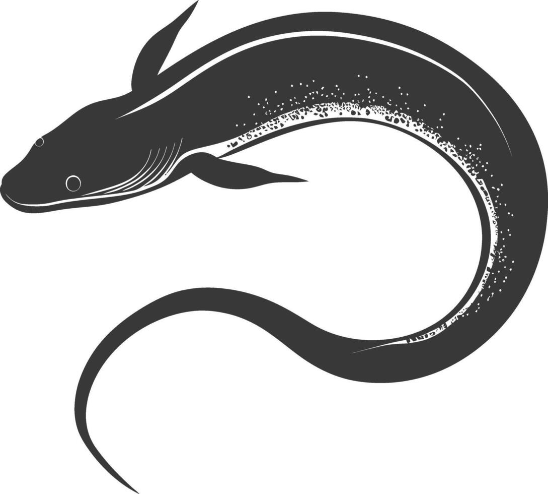 Silhouette eel animal black color only vector