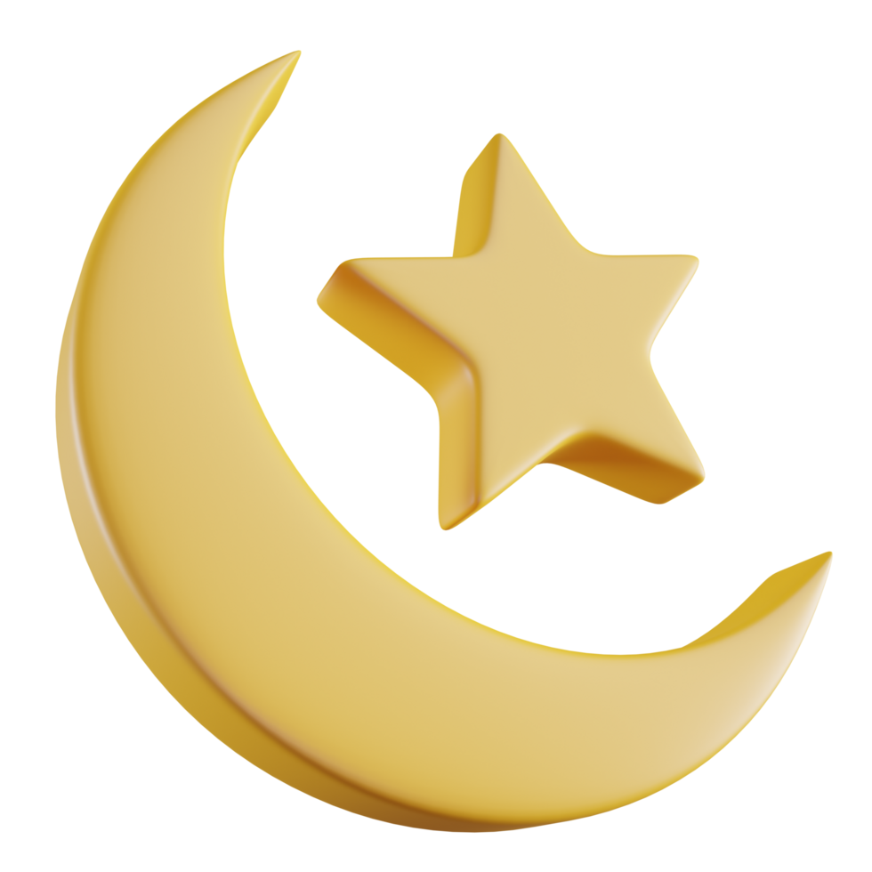 3D Illustration of Green Moon and Star png
