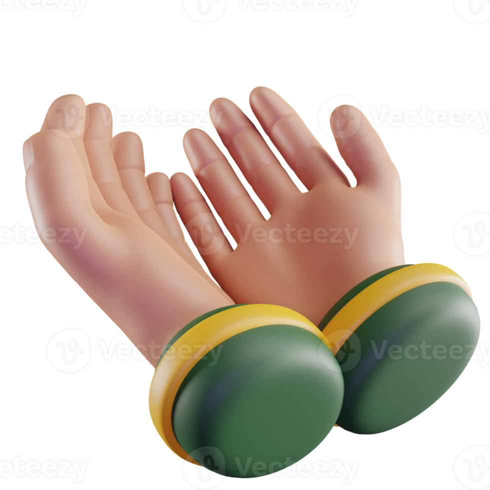 3D Illustration of Green Pray Hand png