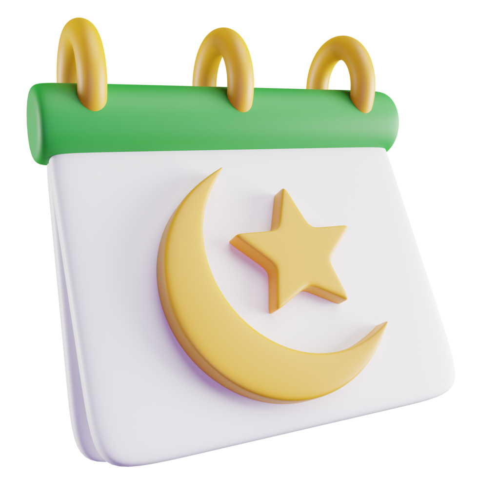 3D Illustration of Green Ramadan Calendar png