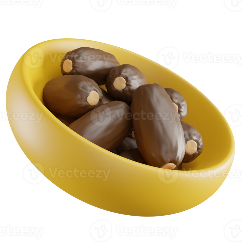 3D Illustration of Dates Bowl png