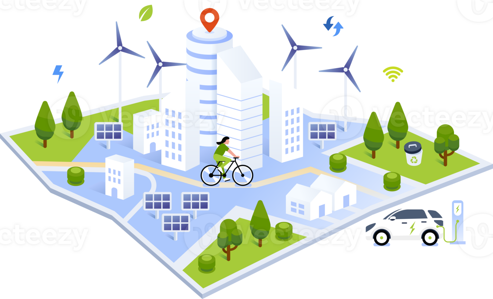 Future of Sustainable Smart City illustration png
