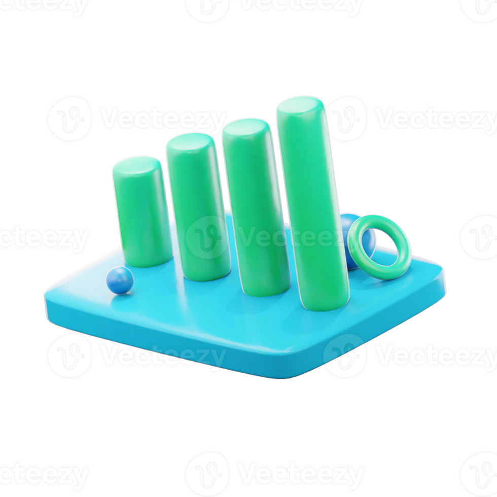 3D Rendering Illustrations Of Green Bar Graphic Isolated Background png