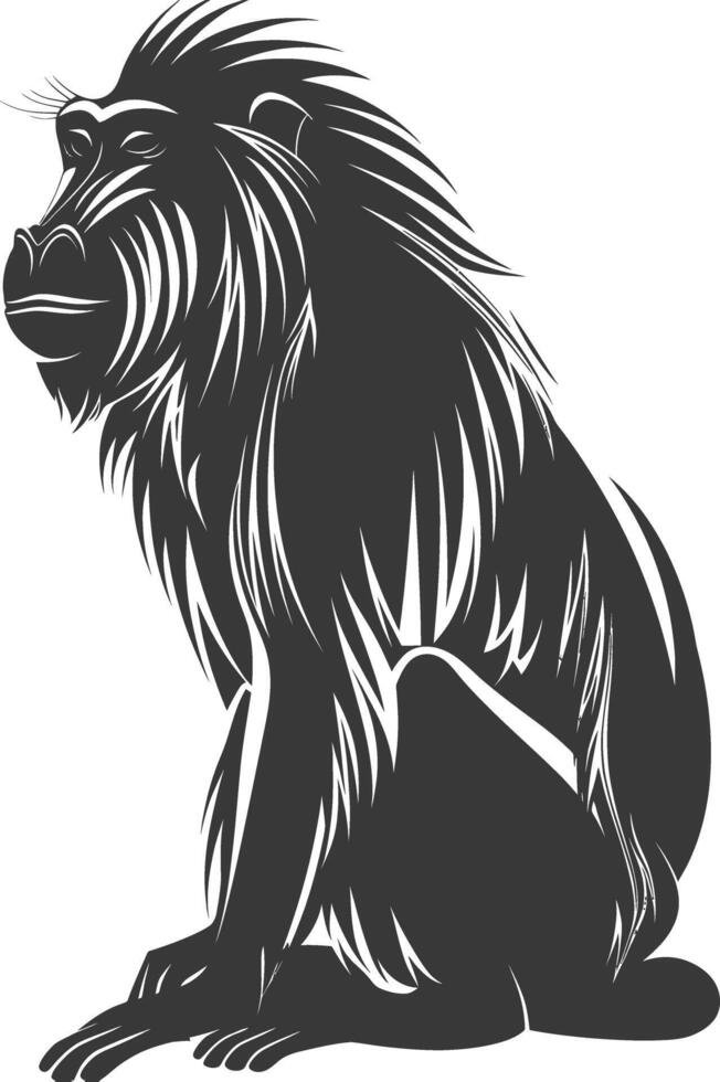 Silhouette Mandrill animal black color only vector
