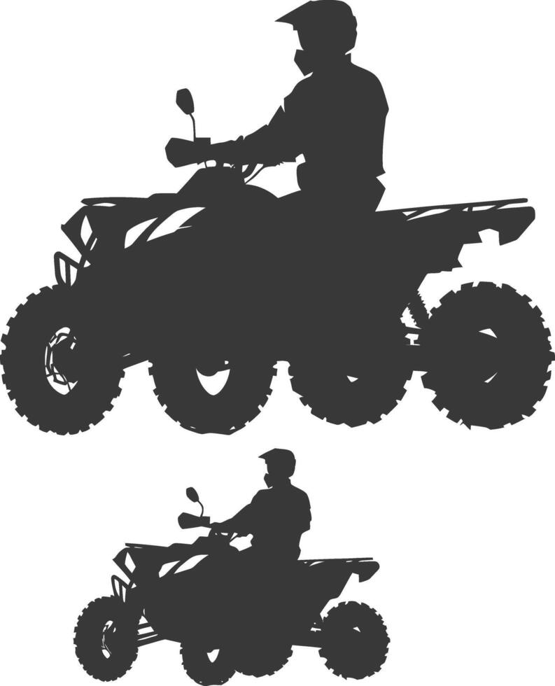 Silhouette man riding ATV black color only vector