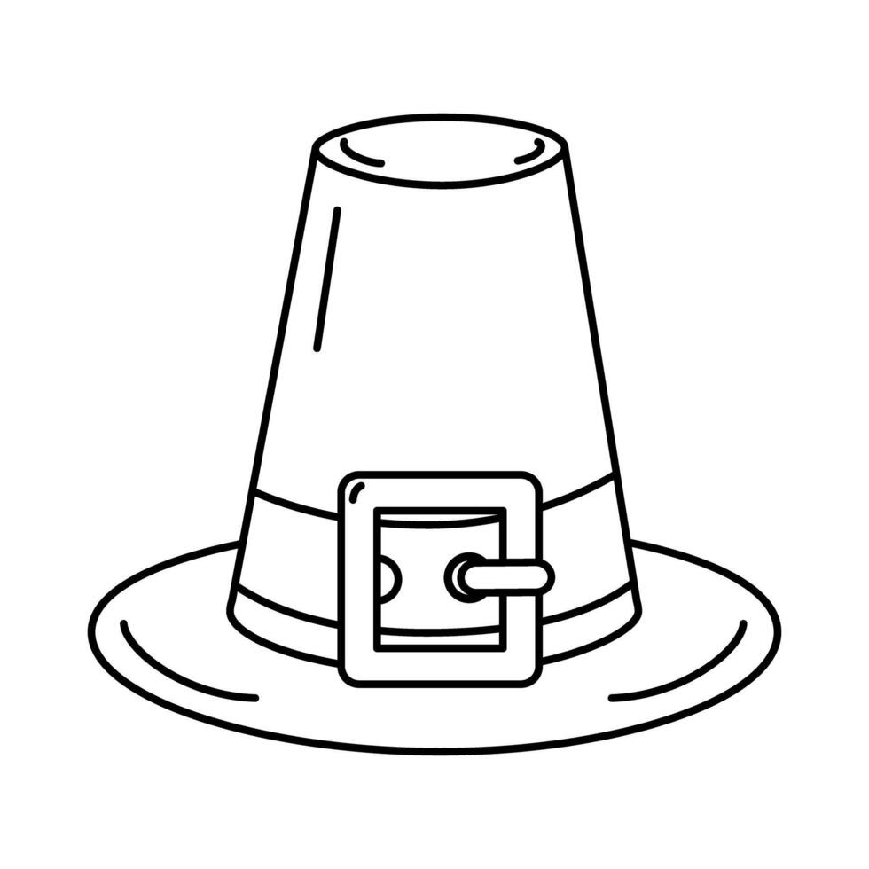 Outline Pilgrim hat Logo Icon Stickers Thanksgiving greetings or cards design concept Isolate EPS vector