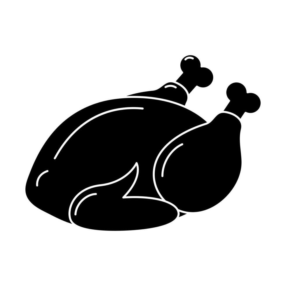 Roasted Turkey Simbol Traditional Thanksgiving dinner Sticker Icon Greetings design concept Isoate vector