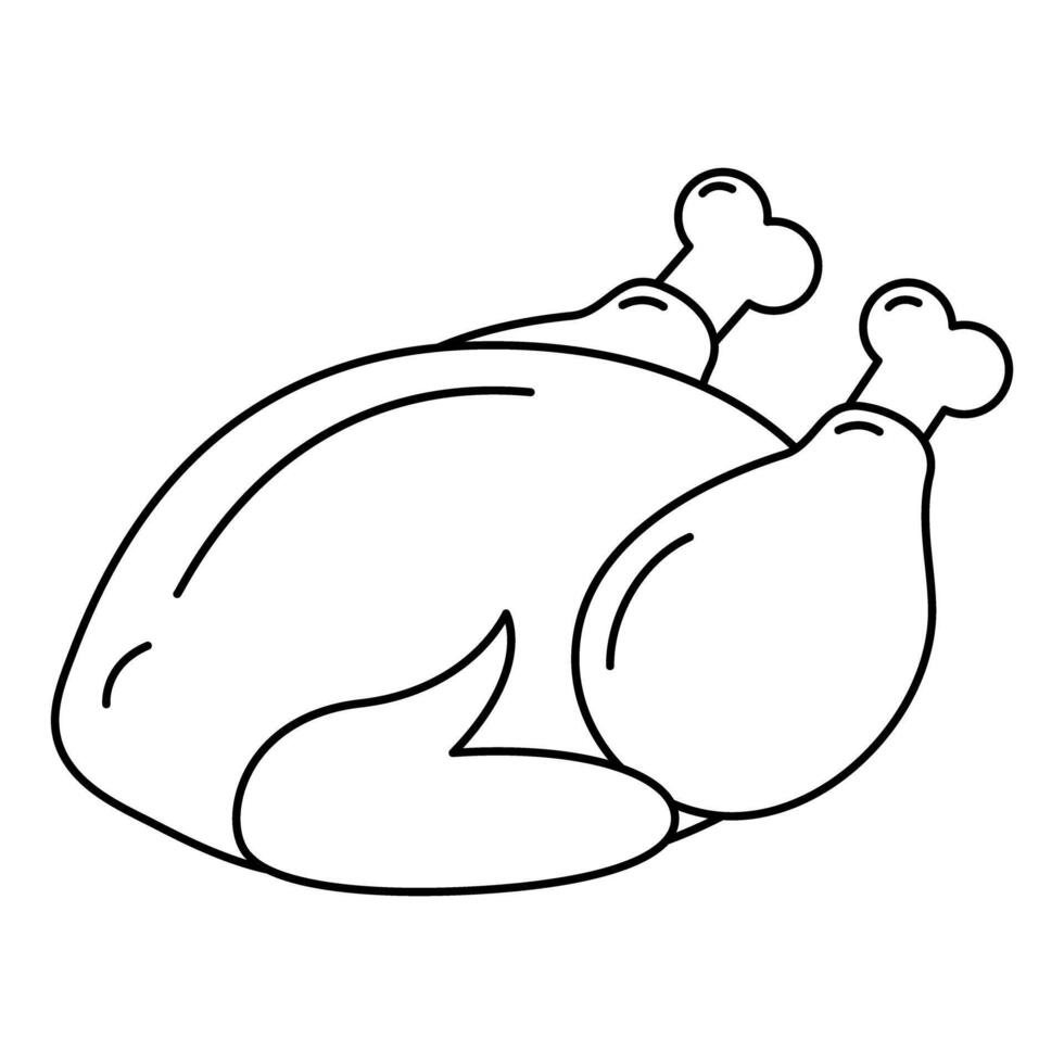 Thanksgiving roast turkey Outline Icon Logo Sticker minimalistic design concept Isolate vector