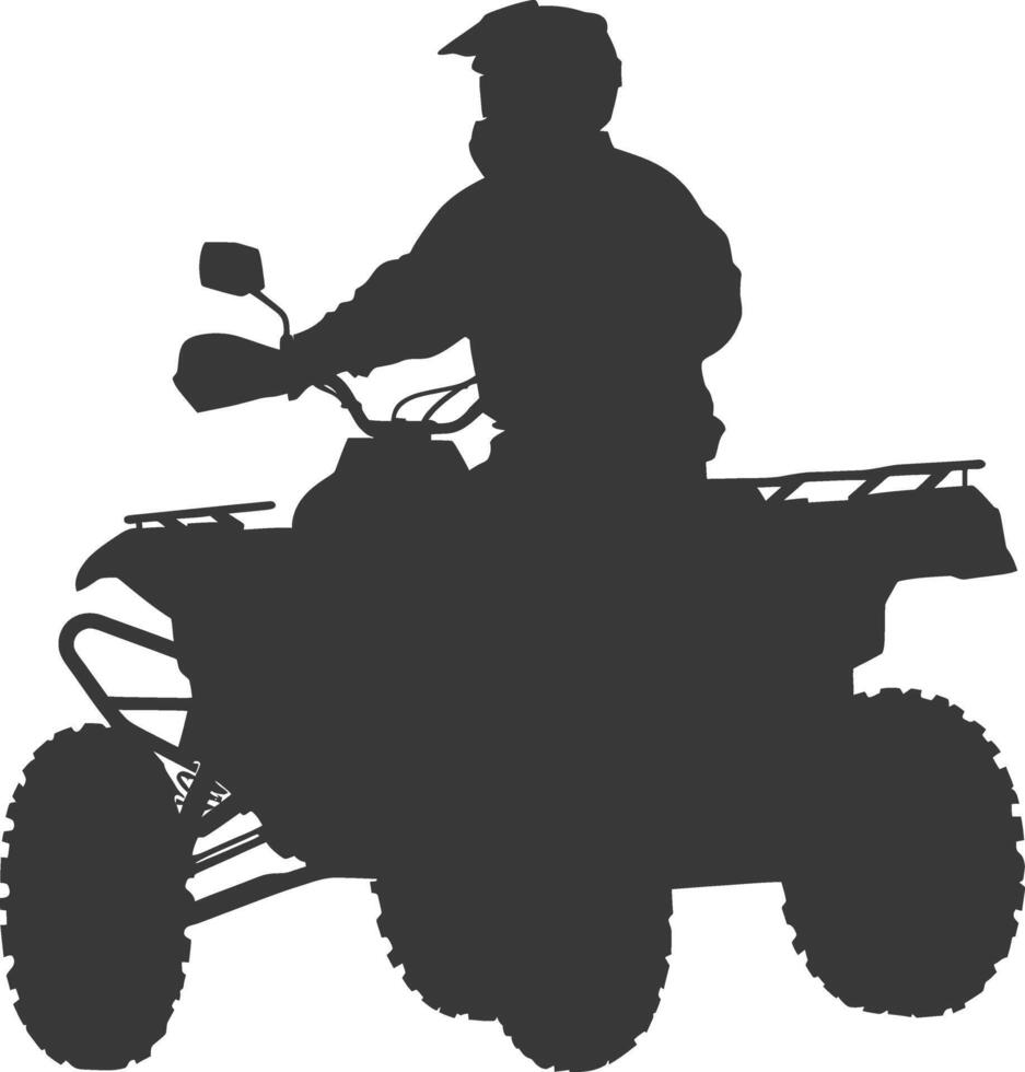 Silhouette man riding ATV black color only vector