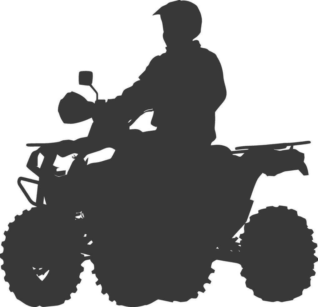 Silhouette man riding ATV black color only vector
