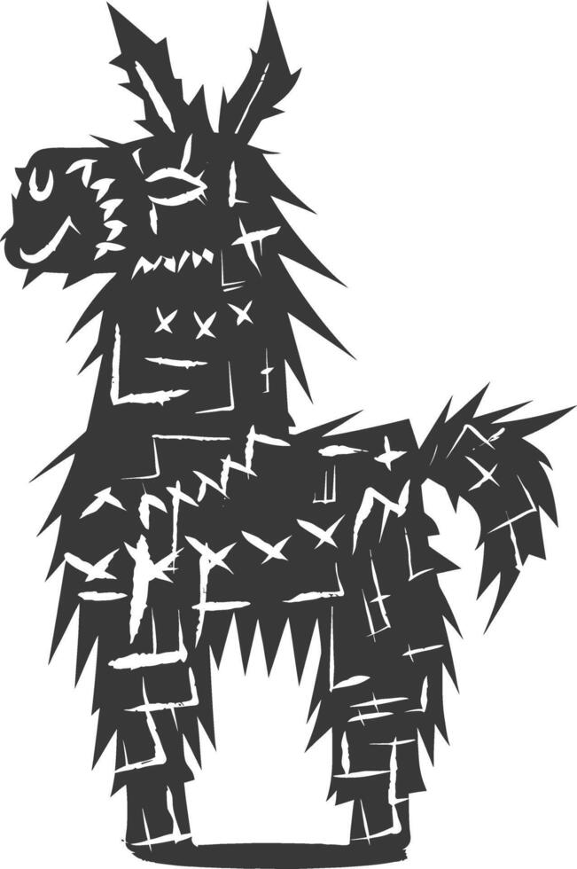 Silhouette mexican pinata black color only vector