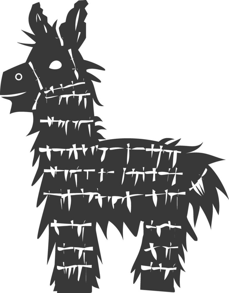 Silhouette mexican pinata black color only vector