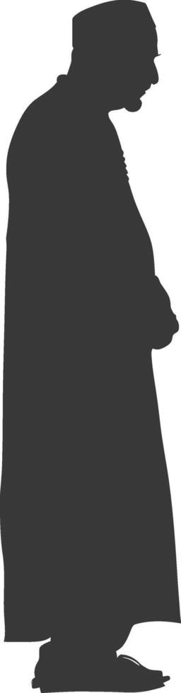 Silhouette muslim elderly man black color only vector