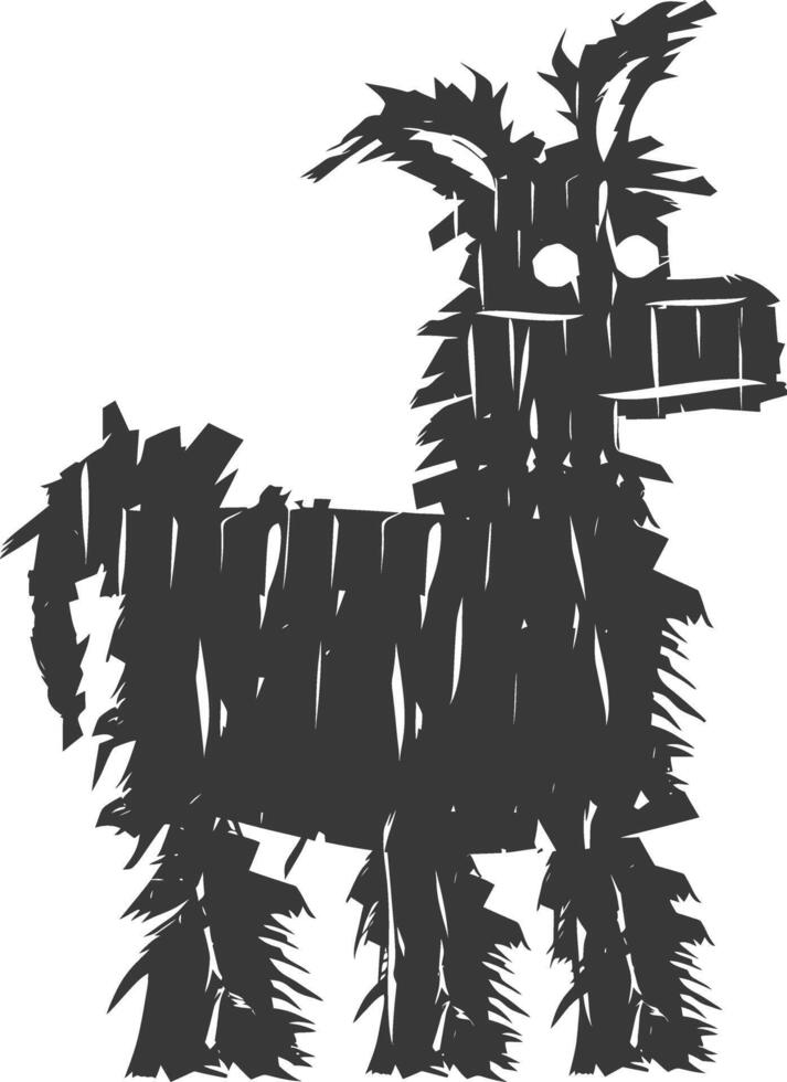 Silhouette mexican pinata black color only vector