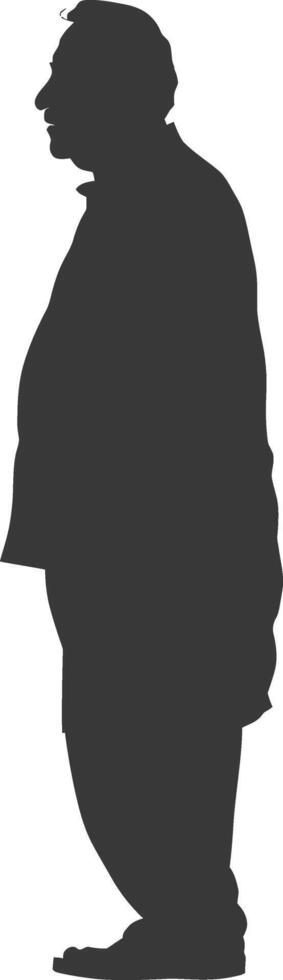 Silhouette muslim elderly man black color only vector