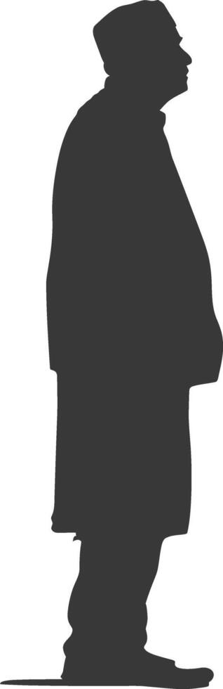 Silhouette muslim elderly man black color only vector