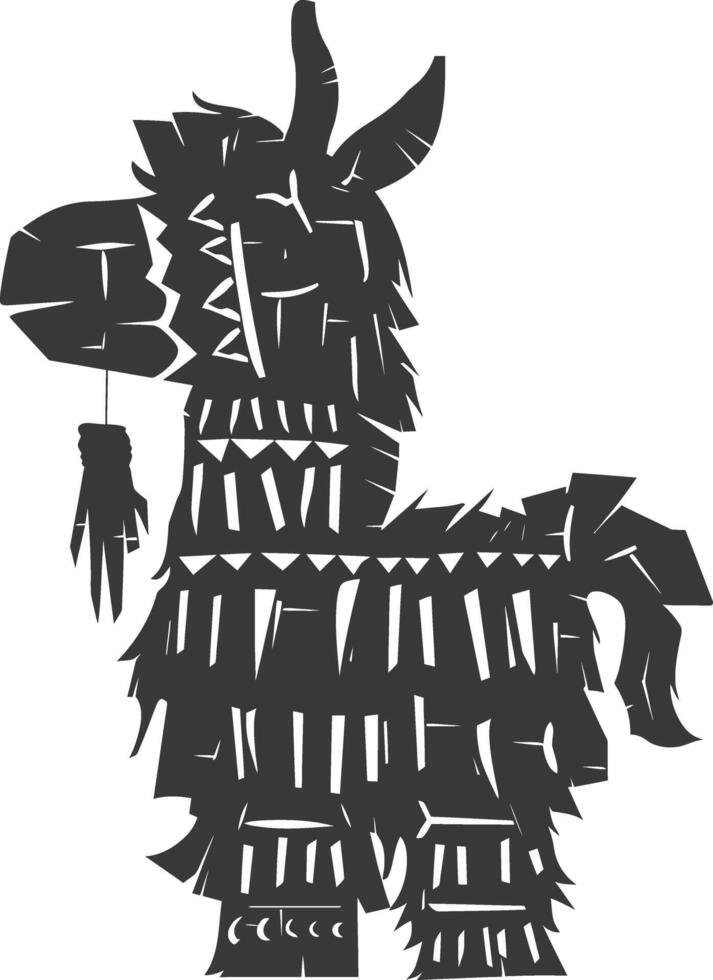 Silhouette mexican pinata black color only vector