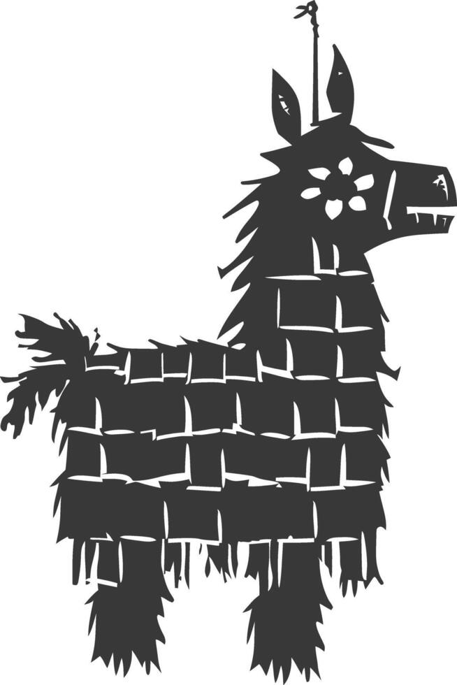 Silhouette mexican pinata black color only vector
