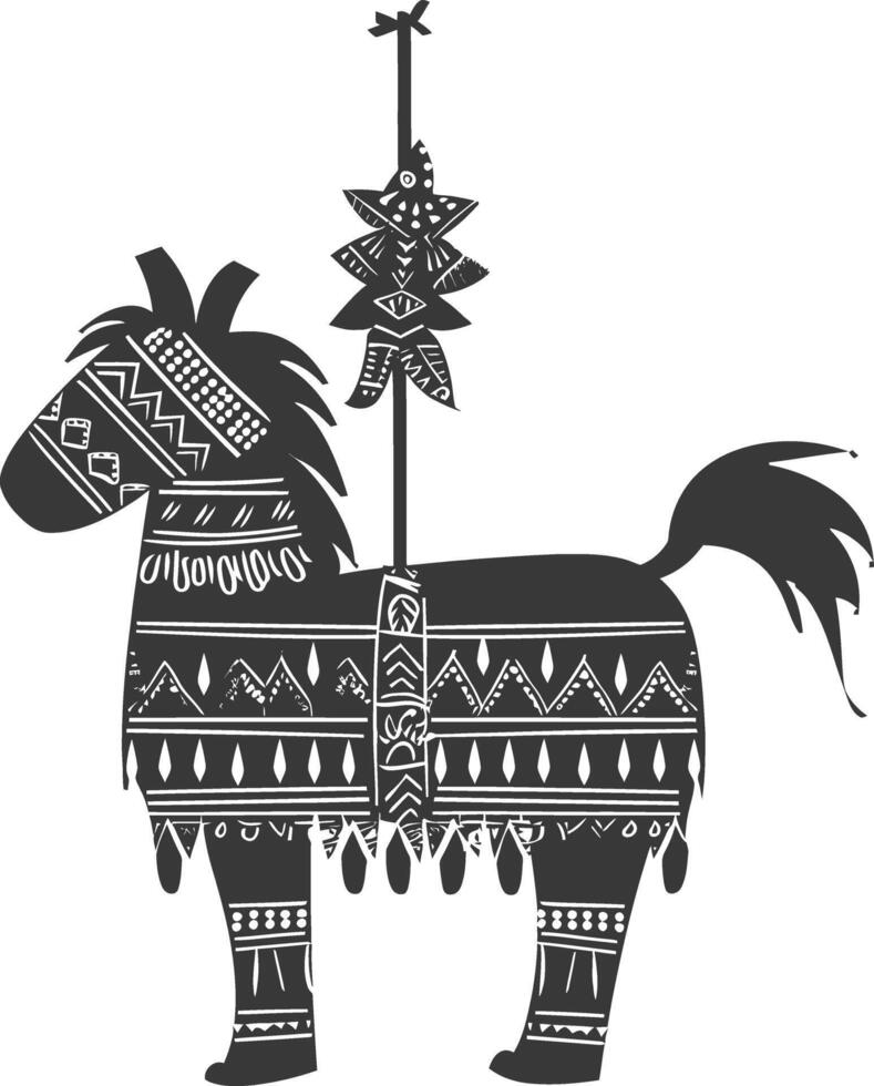 Silhouette mexican pinata black color only vector