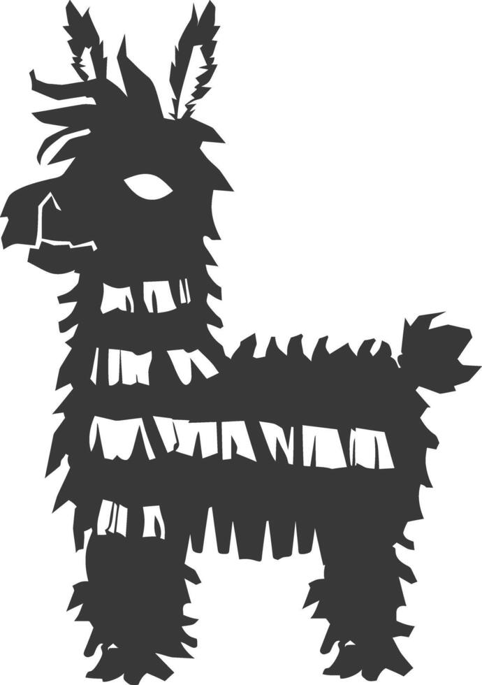 Silhouette mexican pinata black color only vector