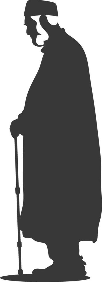 Silhouette muslim elderly man black color only vector