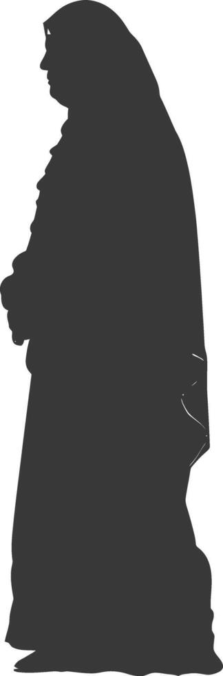 Silhouette muslim elderly woman black color only vector
