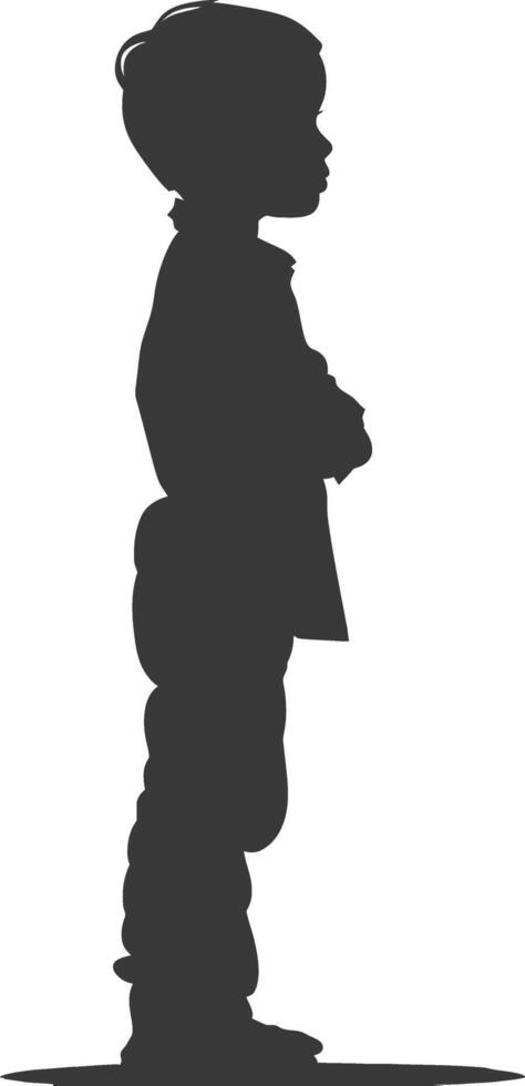Silhouette muslim little boy black color only vector
