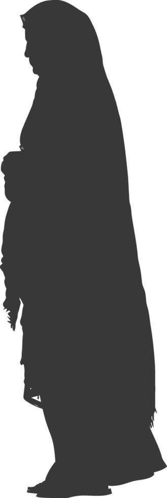 Silhouette muslim elderly woman black color only vector
