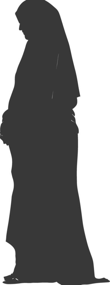 Silhouette muslim elderly woman black color only vector