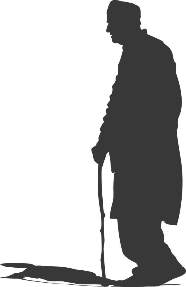 Silhouette muslim elderly man black color only vector