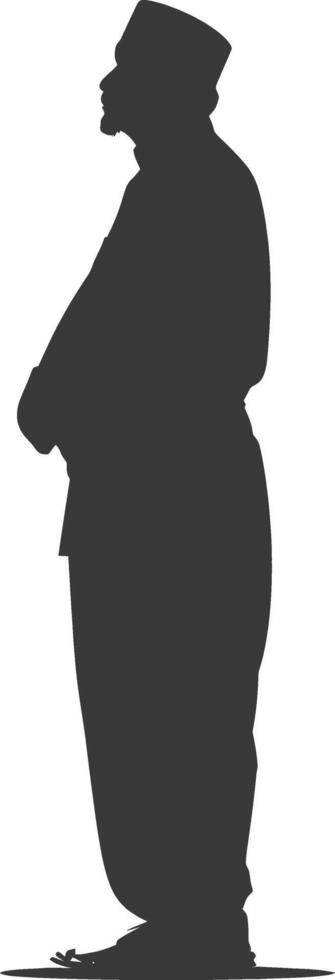 Silhouette muslim elderly man black color only vector