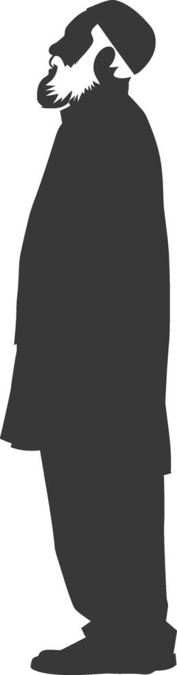 Silhouette muslim elderly man black color only vector