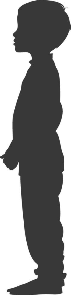 Silhouette muslim little boy black color only vector