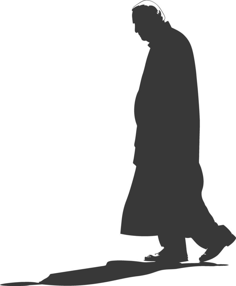 Silhouette muslim elderly man black color only vector
