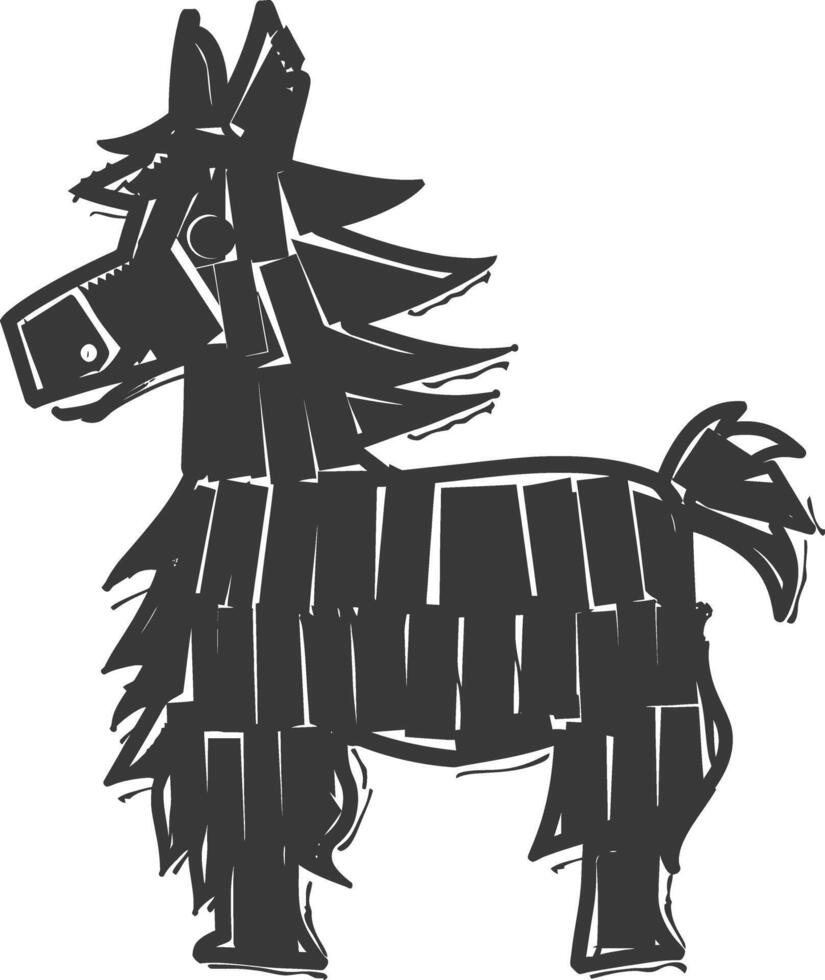 Silhouette mexican pinata black color only vector