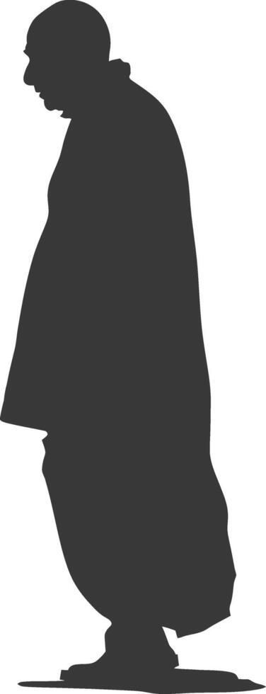 Silhouette muslim elderly man black color only vector