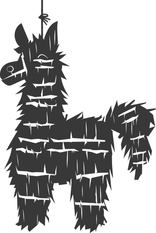 Silhouette mexican pinata black color only vector