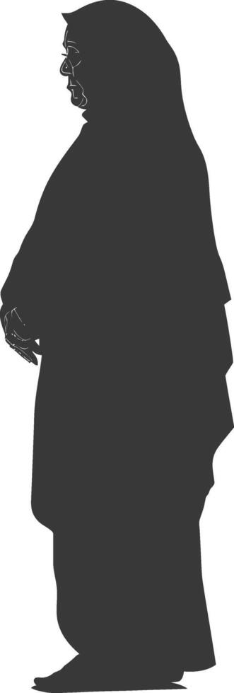 Silhouette muslim elderly woman black color only vector