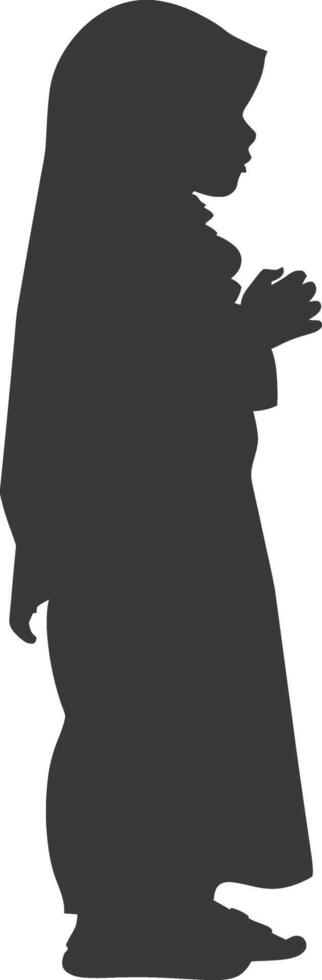 Silhouette muslim little boy black color only vector