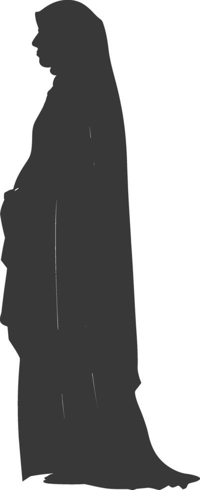 Silhouette muslim elderly woman black color only vector