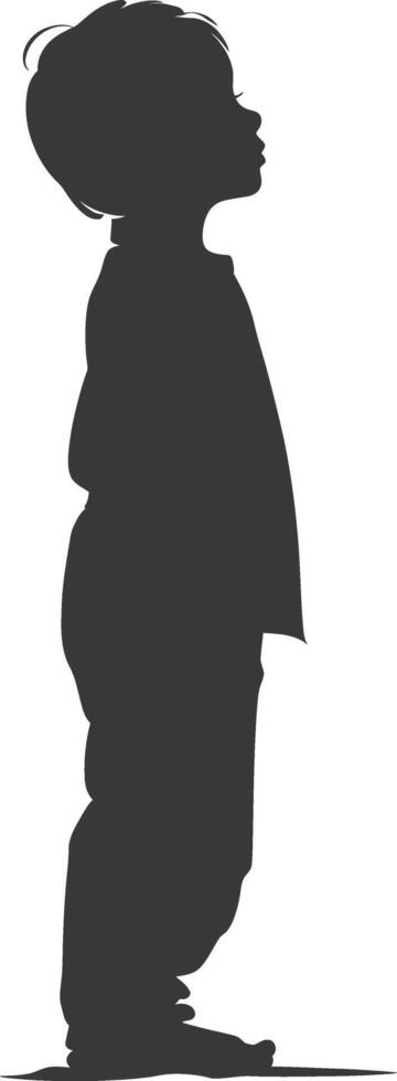 Silhouette muslim little boy black color only vector