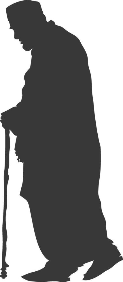 Silhouette muslim elderly man black color only vector