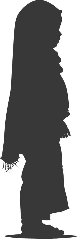 Silhouette muslim little girl black color only vector