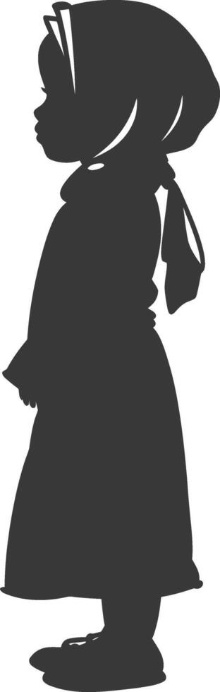 Silhouette muslim little girl black color only vector