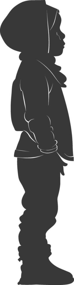 Silhouette muslim little boy black color only vector