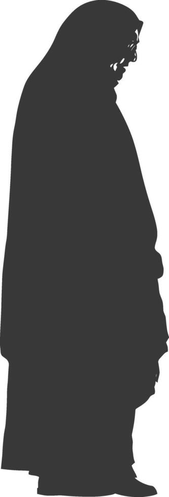 Silhouette muslim elderly woman black color only vector
