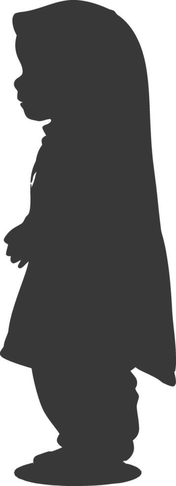 Silhouette muslim little girl black color only vector